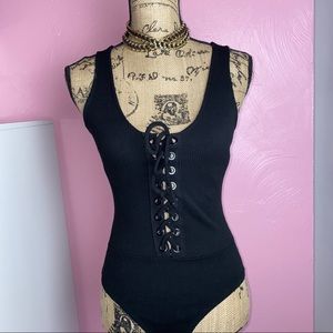 Black Lace up bodysuit